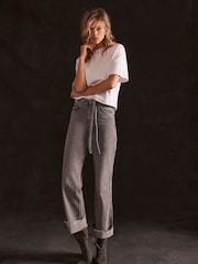 Mint Velvet Grey Distressed Wide Jeans - Image 1 of 1