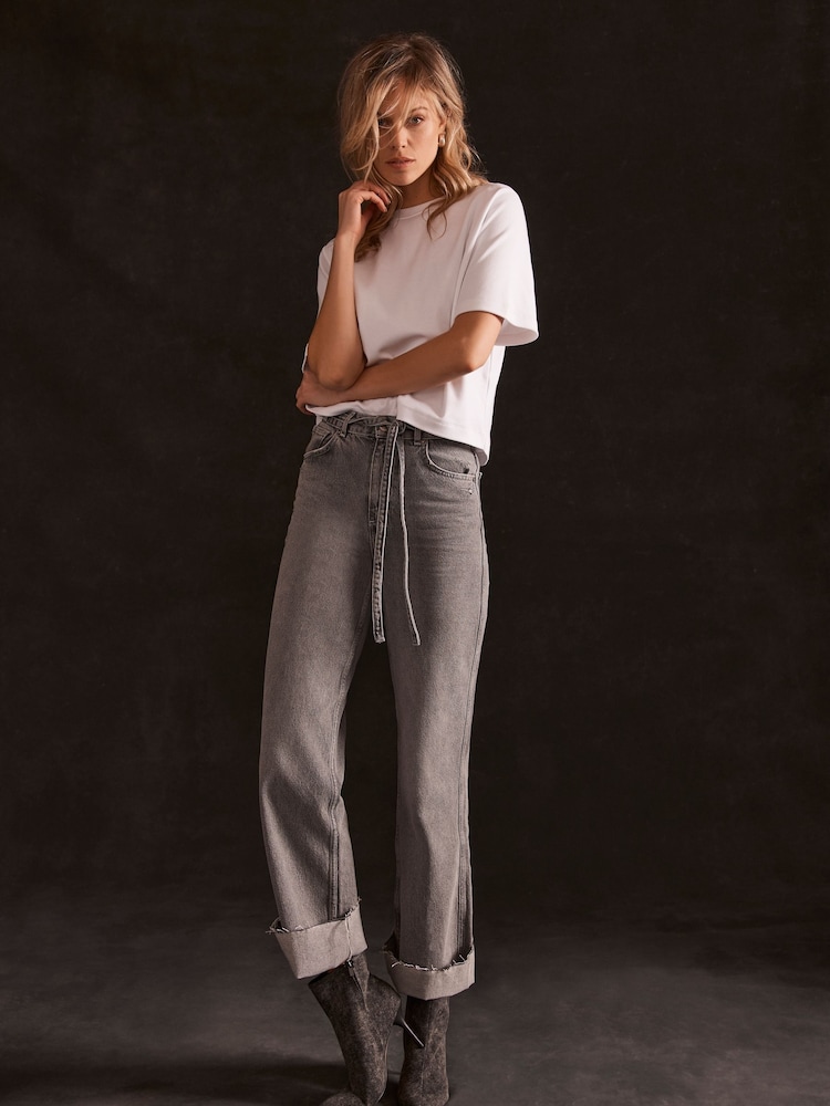 Mint Velvet Grey Distressed Wide Jeans - Image 1 of 1