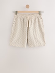 Rust Brown/Black Woven Embroidered T-Shirt Pyjamas Shorts Set - Image 10 of 12