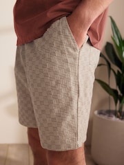 Rust Brown/Black Woven Embroidered T-Shirt Pyjamas Shorts Set - Image 6 of 12