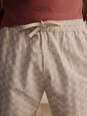 Rust Brown/Black Woven Embroidered T-Shirt Pyjamas Shorts Set - Image 7 of 12