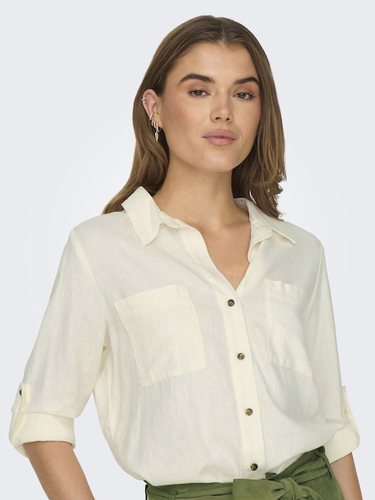 ONLY White Utility Cargo Pocket Detail Shirt - Image 1 of 6