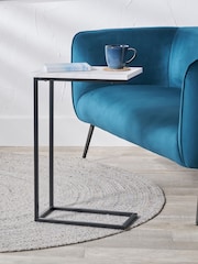 Pacific White and Black Marble Veneer Supper Side Table - Image 1 of 6