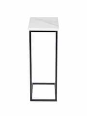Pacific White and Black Marble Veneer Supper Side Table - Image 2 of 6