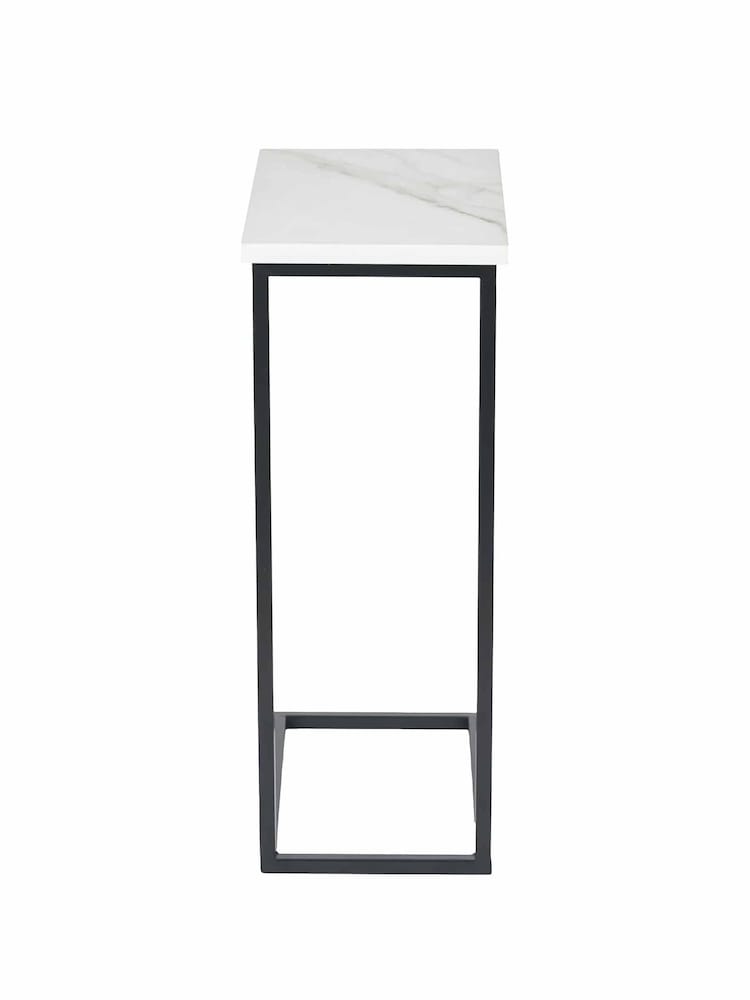 Pacific White and Black Marble Veneer Supper Side Table - Image 2 of 6