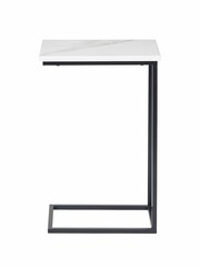 Pacific White and Black Marble Veneer Supper Side Table - Image 4 of 6