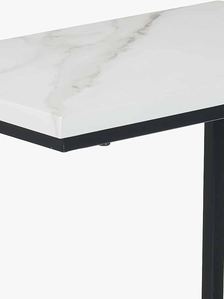 Pacific White and Black Marble Veneer Supper Side Table - Image 6 of 6