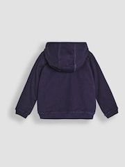 JoJo Maman Bébé Navy Blue & Green Tractor & Trailer Tractor and Trailer Applique Reversible Hoodie - Image 3 of 8