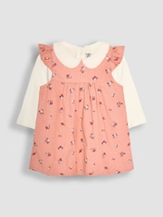JoJo Maman Bébé Pink Posy Floral Cord Baby Dress And Body Set - Image 1 of 6