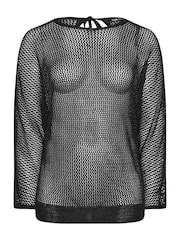 Yours Curve Black Metallic Crochet Jumper - Image 5 of 5