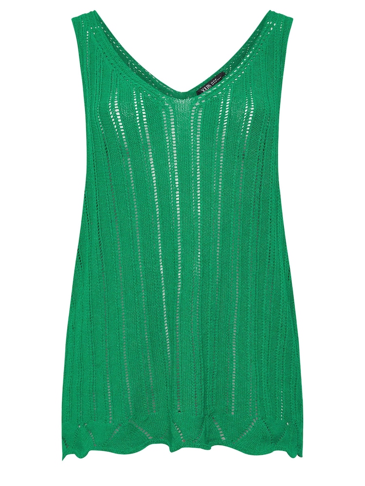 Yours Curve Green Crochet Knitted Vest - Image 5 of 5