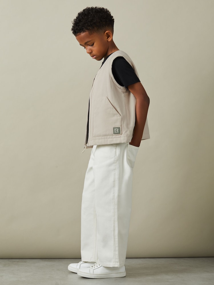 Reiss Off White Hayes 13-14 yrs Cotton Quilted Gilet - Image 2 of 4 Reiss Off White Hayes 13-14 yrs Cotton Quilted Gilet - Image 2 of 4