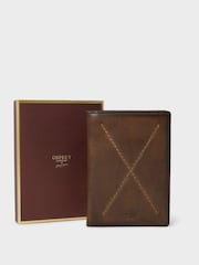 Osprey London The X Stitch Leather RFID Brown Passport Cover - Image 1 of 5