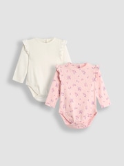 JoJo Maman Bébé Cream Floral Pointelle Bodies 2 Pack - Image 1 of 5