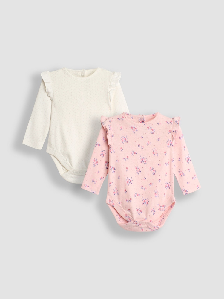Jojo Maman Bébé rožast vzorec Pointelle Bodies 2 Pack - Slika 1 iz 5 Jojo Maman Bébé rožast vzorec Pointelle Bodies 2 Pack - Slika 1 iz 5