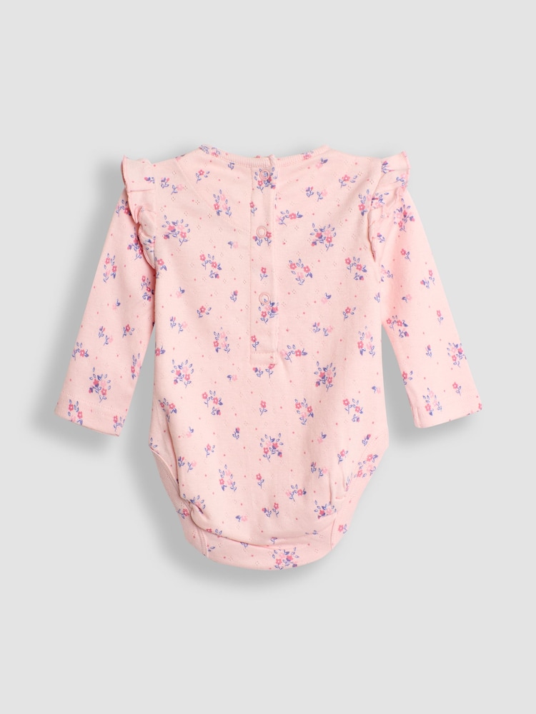 JoJo Maman Bébé Cream Floral Pointelle Bodies 2 Pack - Image 3 of 5