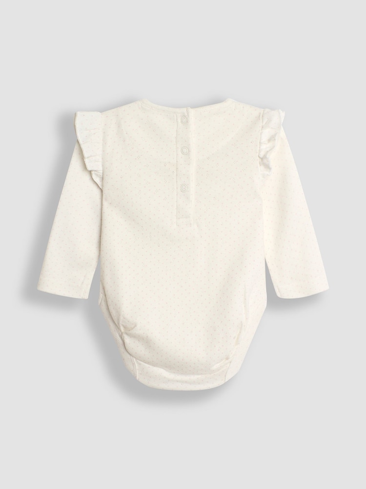 JoJo Maman Bébé Cream Floral Pointelle Bodies 2 Pack - Image 5 of 5