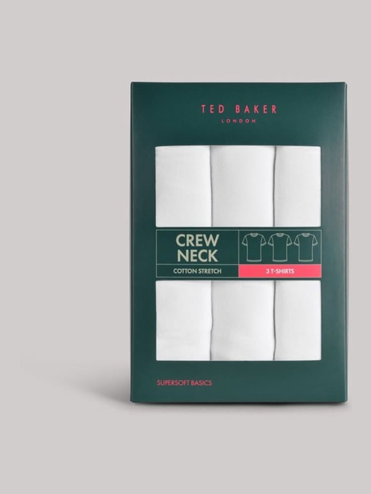 Ted Baker White Crew Neck T-Shirts 3 Pack - Image 4 of 4