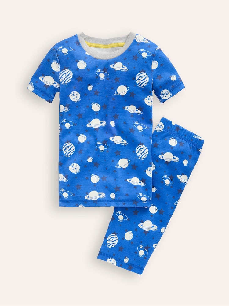 Boden Blue Snug Short John Glow 100% Cotton Pyjamas - Image 1 of 1