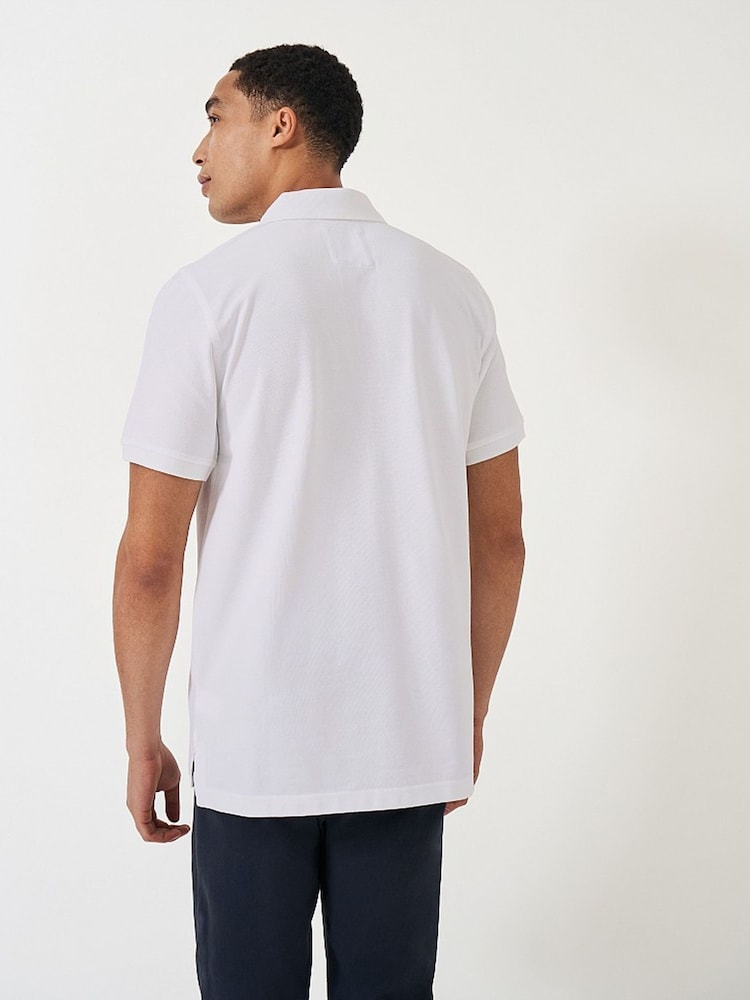 Crew Clothing White 100% Cotton Pique Polo Shirt - Image 2 of 4