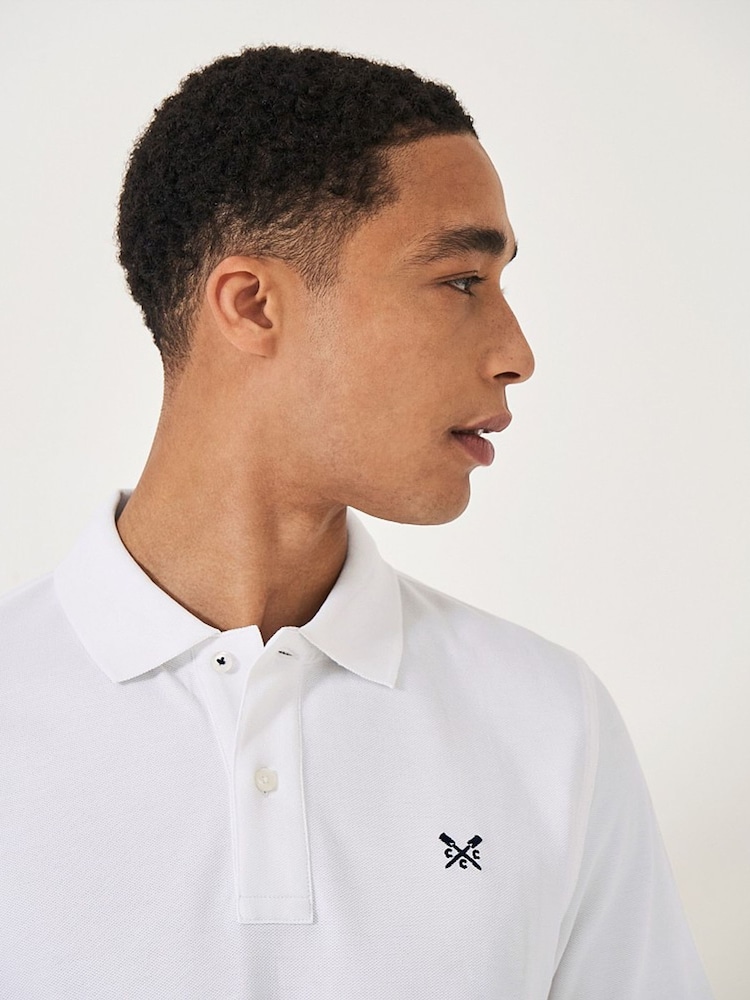 Crew Clothing White 100% Cotton Pique Polo Shirt - Image 4 of 4
