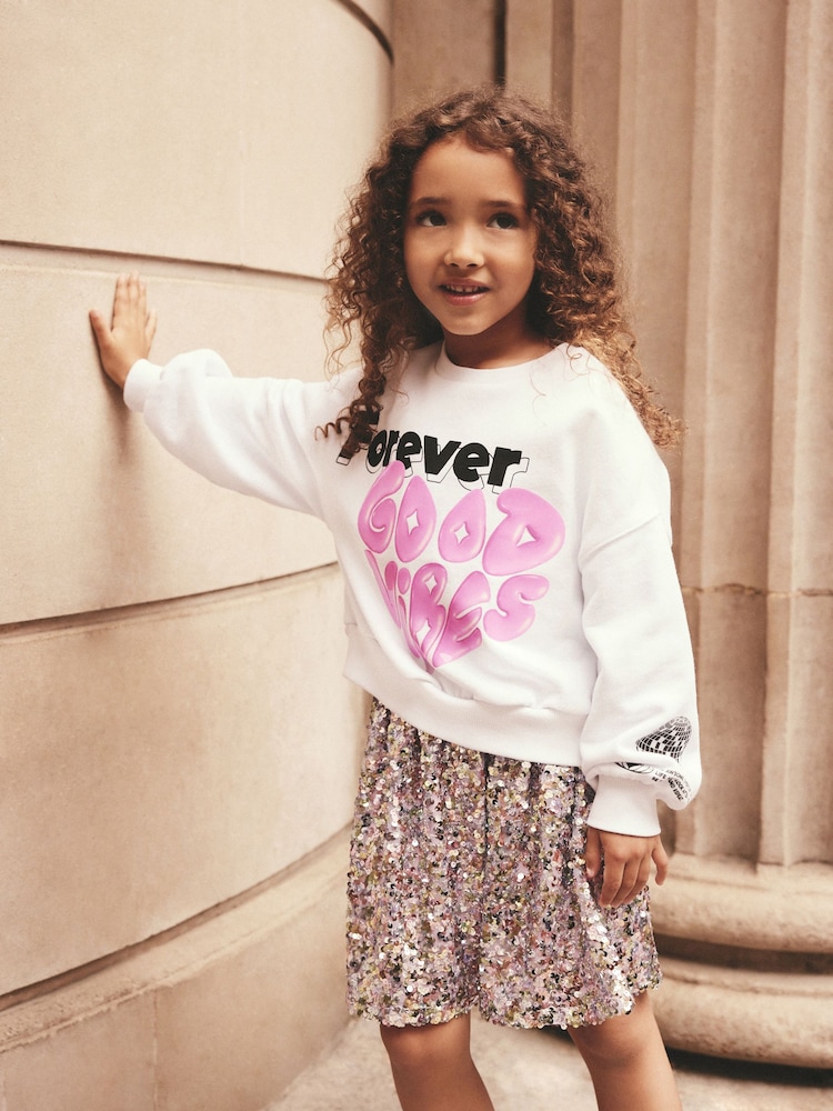 Pink Slogan Sweatshirt (3-16yrs) - Image 1 of 4
