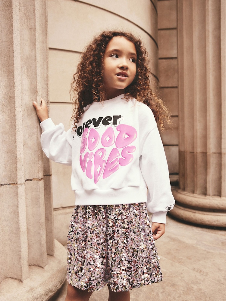 Pink Slogan Sweatshirt (3-16yrs) - Image 2 of 4