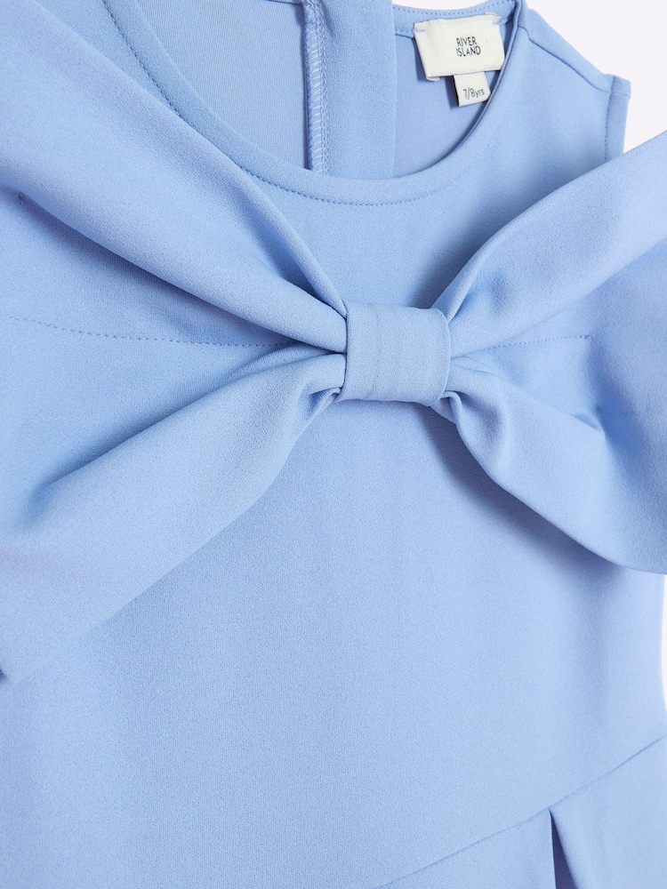 River Island Blue Girls Bow Jumpsuit - Image 2 of 3 River Island Blue Girls Bow Jumpsuit - Image 2 of 3
