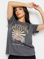 PixieGirl Petite Grey Arizona Slogan Print 100% Cotton T-Shirt - Image 2 of 5