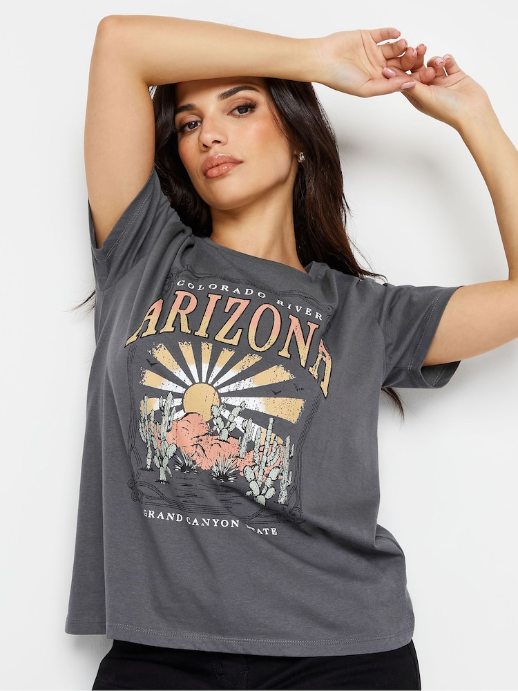 PixieGirl Petite Grey Arizona Slogan Print 100% Cotton T-Shirt - Image 2 of 5