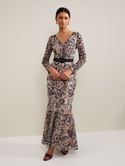 Phase Eight Black V-Neck Embroidered Nola Maxi Dress - Image 2 of 8