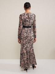 Phase Eight Black V-Neck Embroidered Nola Maxi Dress - Image 3 of 8