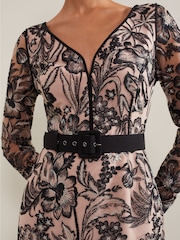 Phase Eight Black V-Neck Embroidered Nola Maxi Dress - Image 5 of 8