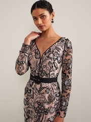 Phase Eight Black V-Neck Embroidered Nola Maxi Dress - Image 6 of 8
