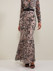 Phase Eight Black V-Neck Embroidered Nola Maxi Dress - Image 7 of 8