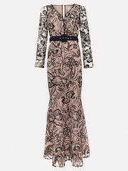 Phase Eight Black V-Neck Embroidered Nola Maxi Dress - Image 8 of 8
