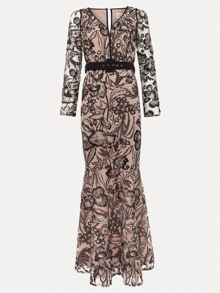 Phase Eight Black V-Neck Embroidered Nola Maxi Dress - Image 8 of 8