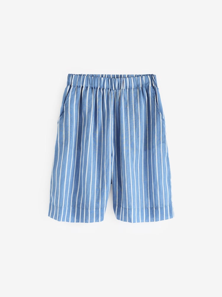 Blue/White 100% Cotton Beach Shorts - Image 4 of 5