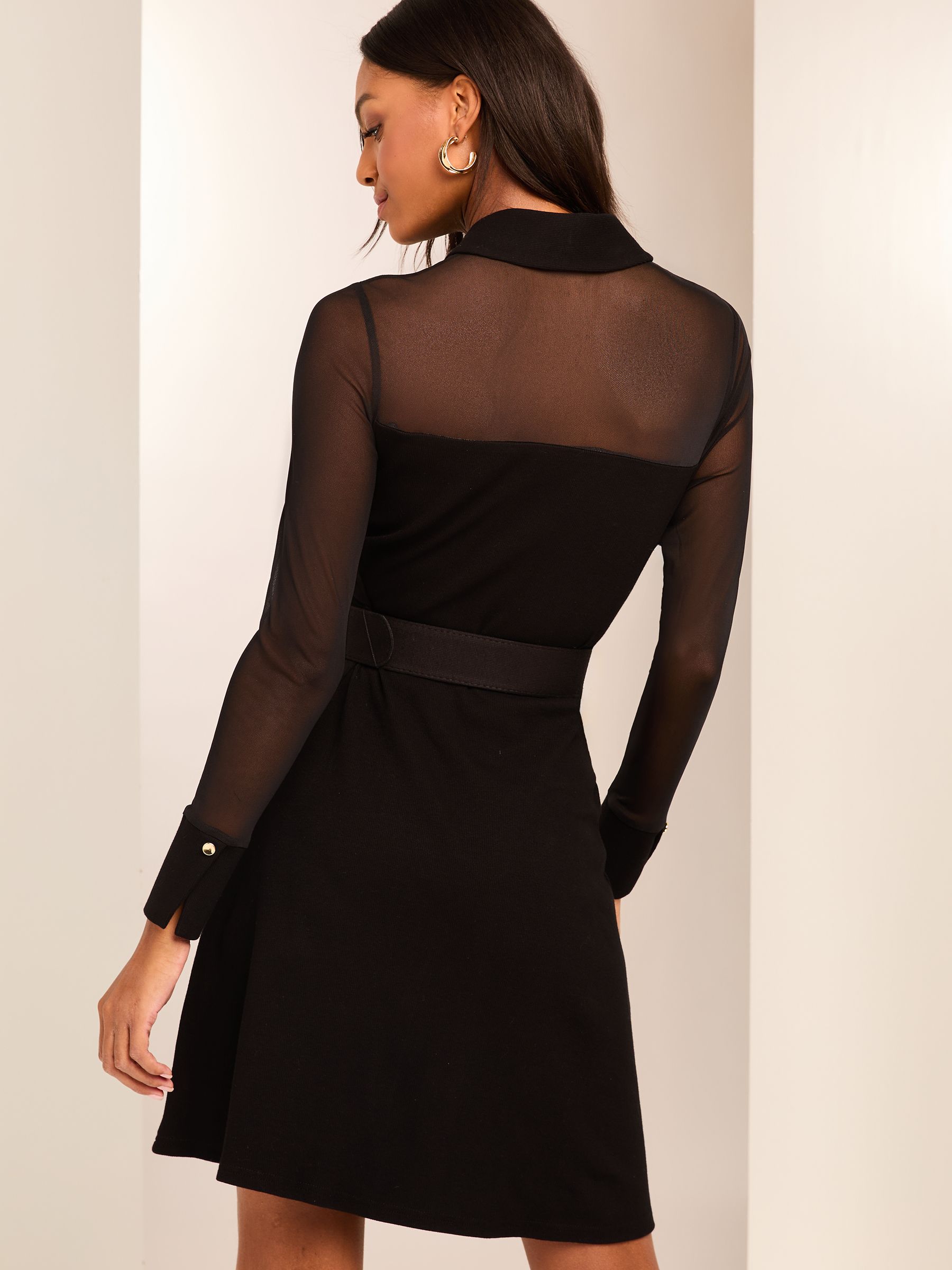 Mesh shirt dress black store