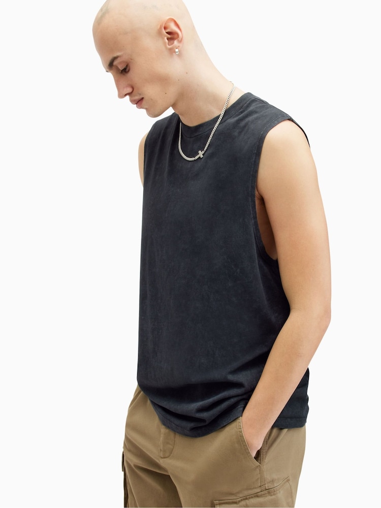 AllSaints Black Crew Neck Remi Tank Top - Image 3 of 6