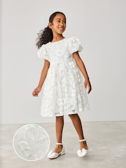 Baker by Ted Baker White Sequin Puff Sleeve Occasion Dress - Image 1 of 10