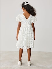 Baker by Ted Baker White Sequin Puff Sleeve Occasion Dress - Image 2 of 10