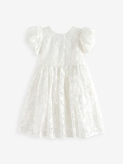 Baker by Ted Baker White Sequin Puff Sleeve Occasion Dress - Image 6 of 10