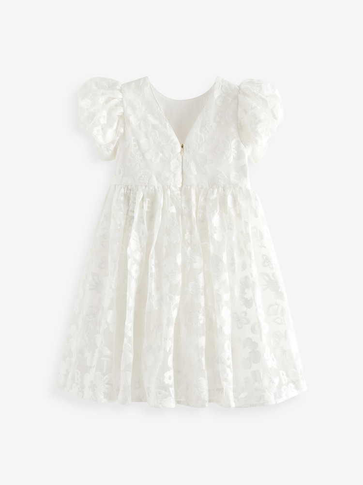 Baker by Ted Baker White Sequin Puff Sleeve Occasion Dress - Image 7 of 10