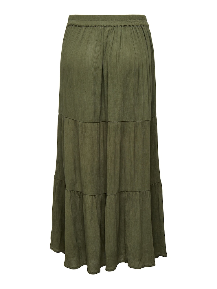 ONLY Green Cheesecloth Tiered Midi Holiday Skirt - Image 7 of 7 ONLY Green Cheesecloth Tiered Midi Holiday Skirt - Image 7 of 7