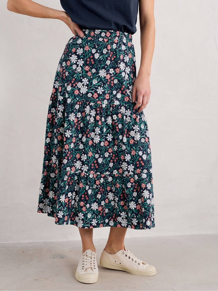 Seasalt Cornwall Blue Line Strokes Skirt - Image 1 of 5