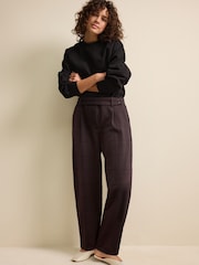 Brown Ponte Barrel Leg Trousers - Image 1 of 7