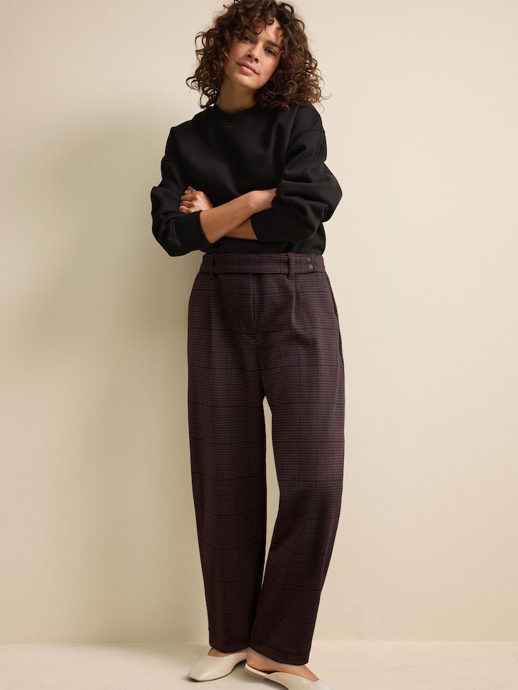 Brown Ponte Barrel Leg Trousers - Image 1 of 7