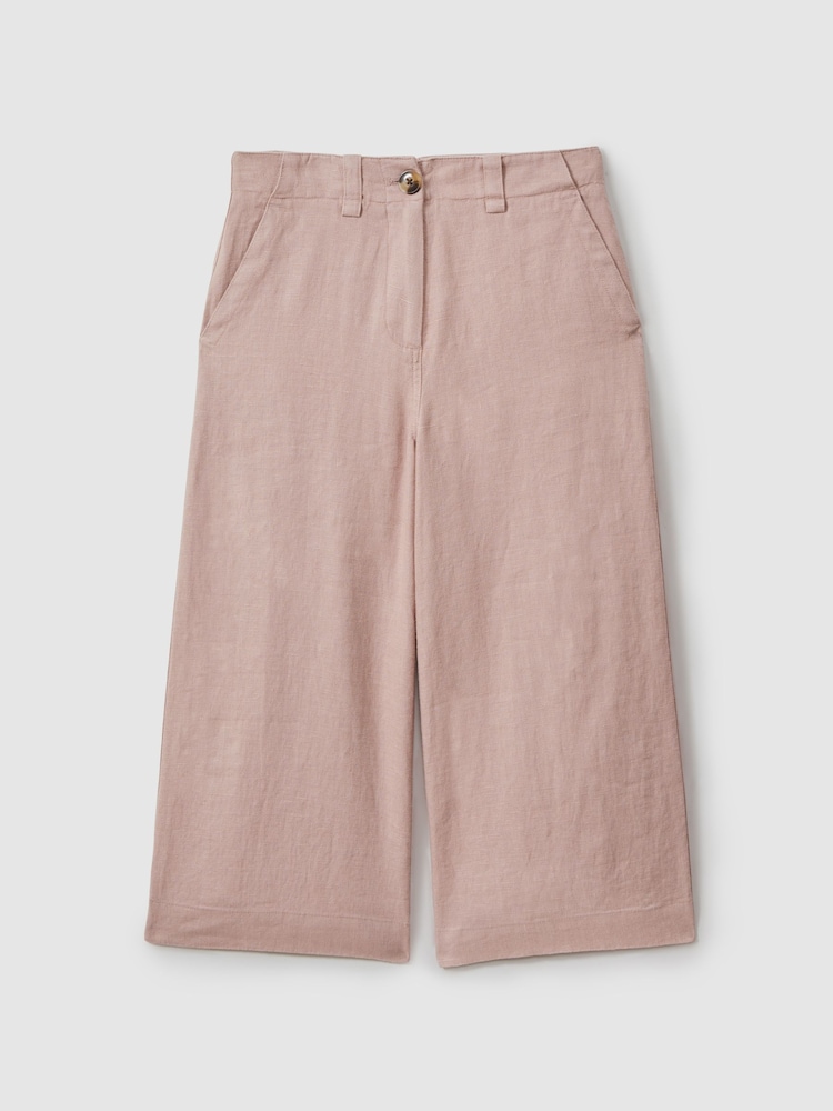 Reiss Pink Dani 4-9 yrs Linen Loose Fit Trousers - Image 2 of 4