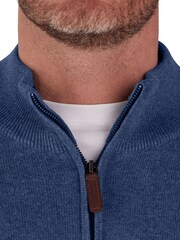 Raging Bull Blue Classic Quarter Zip Knit 100% Cotton Jumpers - Image 4 of 6